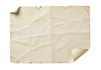 Isolated aged paper sheet with grunge texture and torn edges for graphic elements