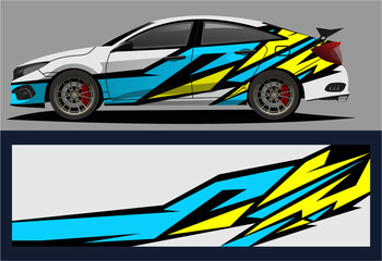 Car decal wrap design vector. Graphic abstract stripe racing background kit designs for vehicle, race car, rally, adventure and liveryAS23.eps