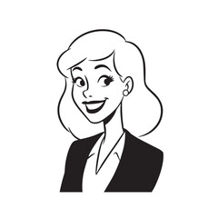 Beautiful Woman in Formal Dress Black and White Illustration Vector Art Design
