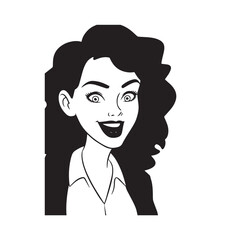 Beautiful Woman in Formal Dress Black and White Illustration Vector Art Design
