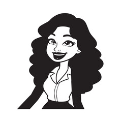 Beautiful Woman in Formal Dress Black and White Illustration Vector Art Design
