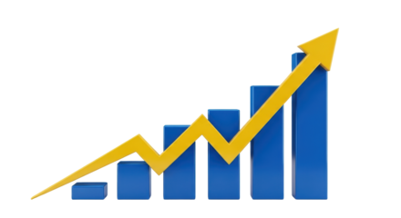 Isolated upward trend chart graph, business finance growth progress, bar diagram success concept.