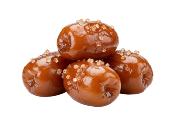 Isolated caramelized apples with coarse sugar, confectionery, dessert, sweets, snacks, goodies