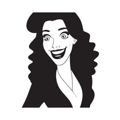 Beautiful Woman in Formal Dress Black and White Illustration Vector Art Design
