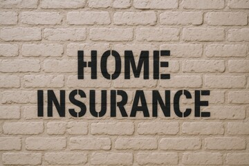 Obraz premium Home Insurance Advertisement on a White Brick Wall, Promoting Protection and Security for Homeowners