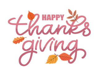 Happy ThanksGiving Day - Give thanks - cute lettering postcard template banner, 100% hand drawn vector. Lettering print for t-shirt, mug, bag.