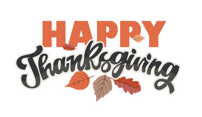 Happy ThanksGiving Day - Give thanks - cute lettering postcard template banner, 100% hand drawn vector. Lettering print for t-shirt, mug, bag.