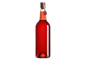 Isolated bottle of sweet dessert fruit wine with cork, wax seal ready to drink on holiday