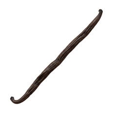 Dark Brown Dried Vanilla Bean on Transparent Background