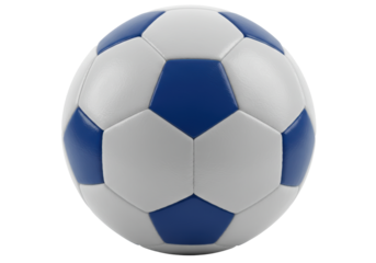 Isolated Leather Soccer Ball, Traditional Blue and White Pattern, Sporting Equipment, Match Ball