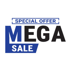 Mega sale vector logo illustration. Mega sale, banner, tag, poster. Mega sale 50% off logo.