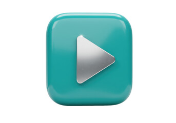 Isolated Play button, aqua rounded square with forward arrow; media concept icon