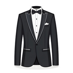 Classic black tuxedo with white shirt and bow tie