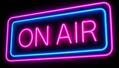 Bright Pink and Blue Neon 'ON AIR' Sign Glowing in the Darkness