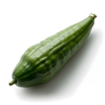 A single green pointed gourd isolated on a white background view
