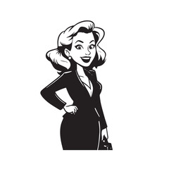 Beautiful Woman in Formal Dress Black and White Illustration Vector Art Design