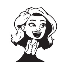 Beautiful Woman in Formal Dress Black and White Illustration Vector Art Design