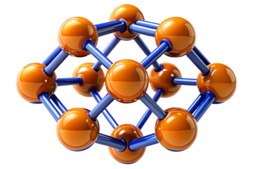 Molecular structure of a crystal isolated on transparent background