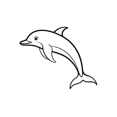 Fototapeta premium Illustration of a single outlined dolphin on transparent background