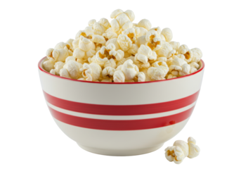 Isolated bowl of popcorn, a crunchy snack or treat for movie nights or family game nights