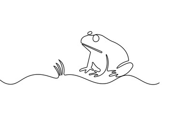 Frog sitting continuous one line drawing minimalist style isolate outline vector illustration
