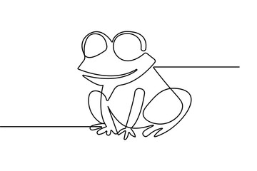 Frog sitting continuous one line drawing minimalist style isolate outline vector illustration
