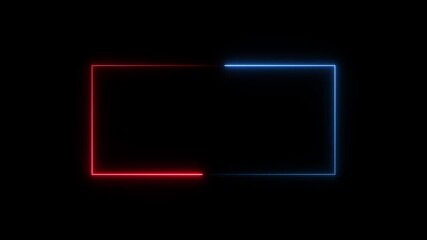 Animation of glowing neon rectangles abstract background. abstract glowing neon rectangle border frame. Square rectangle picture frame with two tone neon color motion graphic - Powered by Adobe