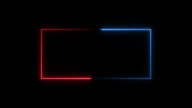 Animation of glowing neon rectangles abstract background. abstract glowing neon rectangle border frame. Square rectangle picture frame with two tone neon color motion graphic
