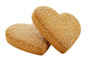 Isolated pair of heart-shaped cookies, sugar coated for decoration, celebration of love