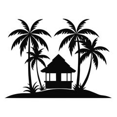 Obraz premium Island Hut Silhouette