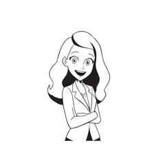 Beautiful Woman in Formal Dress Black and White Illustration Vector Art Design