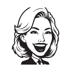 Beautiful Woman in Formal Dress Black and White Illustration Vector Art Design