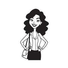 Beautiful Woman in Formal Dress Black and White Illustration Vector Art Design