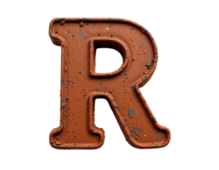 Rusty letter R with weathered texture and distressed appearance
