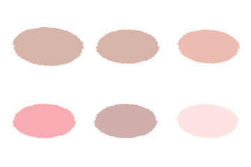 Six pastel colored circles with rough edges on white vector transparent background cutout illutarstion