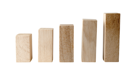 Four light brown wooden blocks, increasing in height