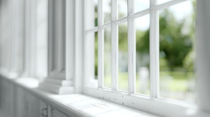 Fototapeta premium translucent. Minimalist white window frame with translucent panels filtering soft daylight. real-estate listings, architecture portfolios, designed for interior renovation comparisons for interiors.