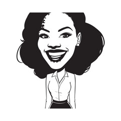 Beautiful Woman in Formal Dress Black and White Illustration Vector Art Design
