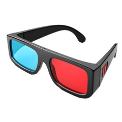 Pair of red and blue 3d glasses on a black background