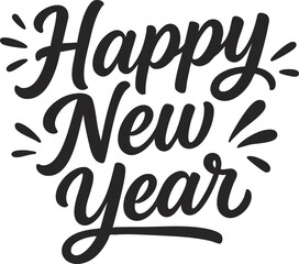 Happy New Year 2026 lettering, festive doodle typography design, decorative holiday numbers and celebration text, vector illustration for greeting cards, party, posters and creative projects