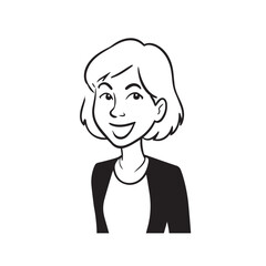 Beautiful Woman in Formal Dress Black and White Illustration Vector Art Design
