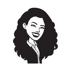 Beautiful Woman in Formal Dress Black and White Illustration Vector Art Design
