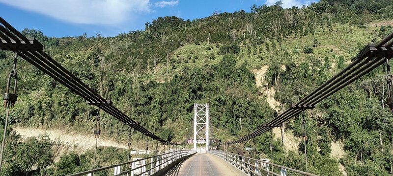 An iron bridge to cross the river