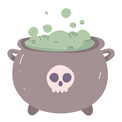 A witch's cauldron with bubbling green potion and a sinister skull. Perfect for magic themes, Halloween party supplies, and spooky storytelling.

