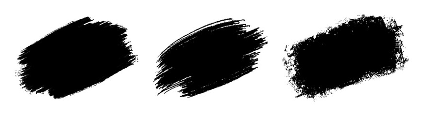 Grunge background set with black ink brush strokes.