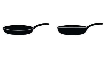 Two black frying pans are displayed on a plain white background