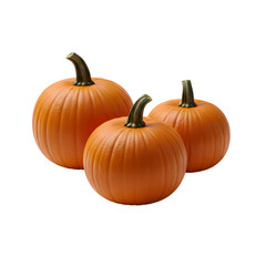 Three Orange Pumpkins on White Background
