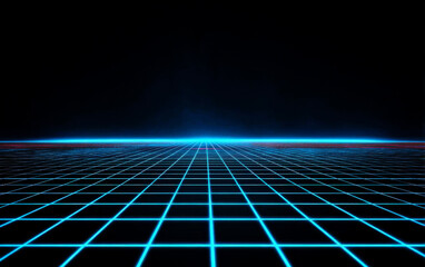 Vibrant blue grid lines forming a futuristic digital landscape