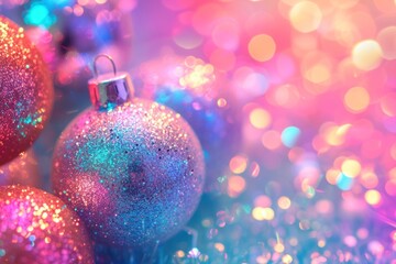 Holographic christmas ornaments background glitter backgrounds night.