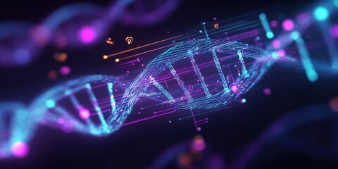 Abstract DNA Molecule Structure with Data Streamlines, High-Tech Genetic Research and Pharmaceutical Innovation